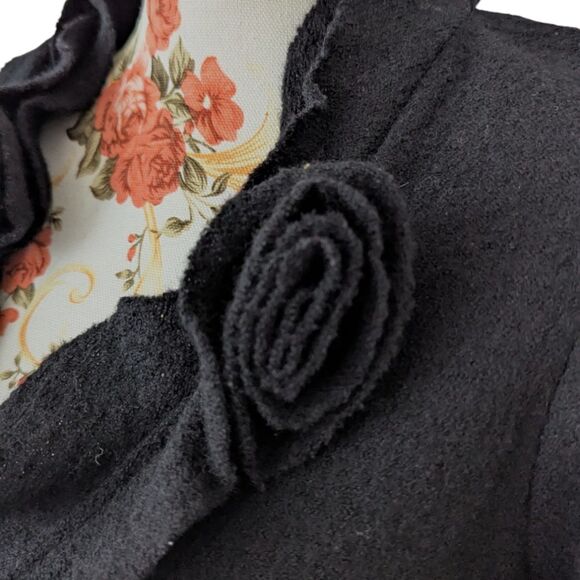 Vintage ALISON SHERI Sz M Black Boiled Wood Witchy Whimsy Goth Boho Cardigan EUC - Picture 5 of 12